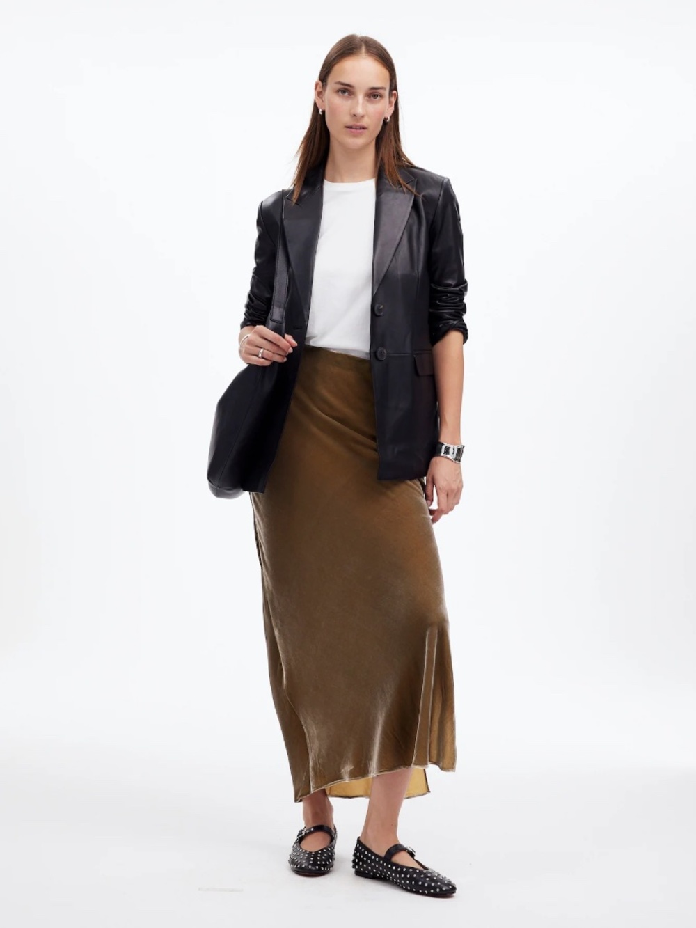 Madewell Velvet Maxi Slip Skirt Irridescent Grey size 6